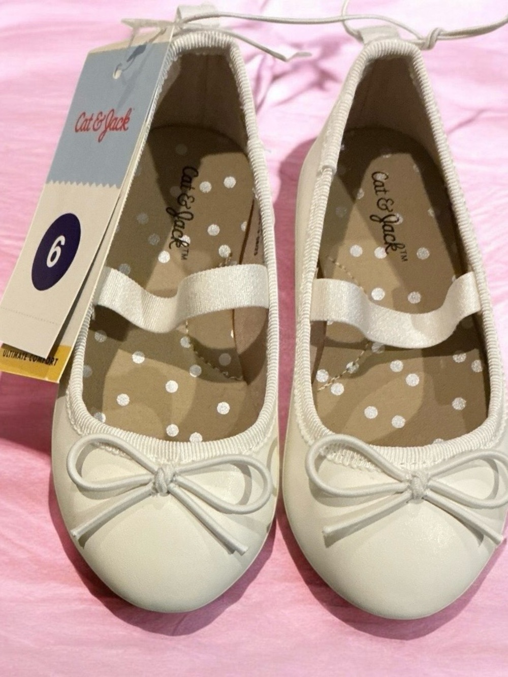 Cat & Jack Cream Ballet Flats with Bow